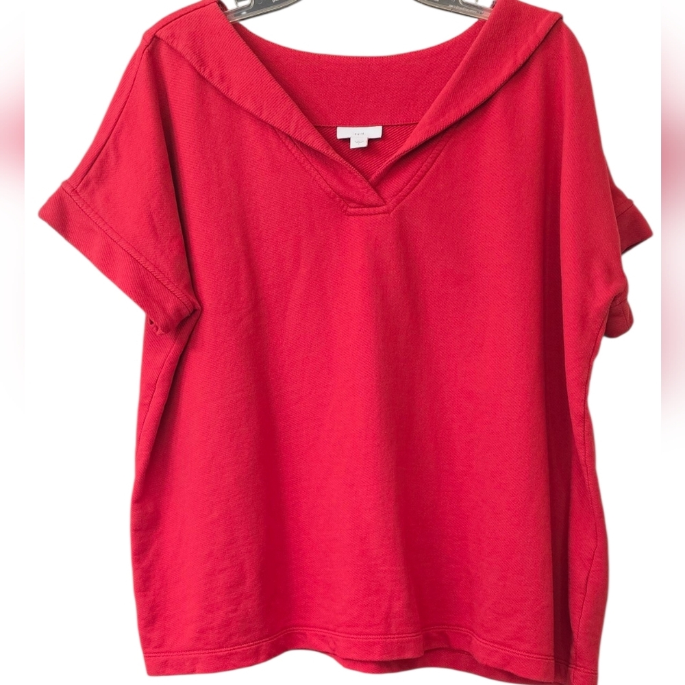 J. Jill Coral-Red Short Sleeve V-Notch Top Size L - Picture 2 of 5